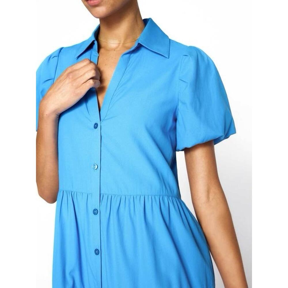 Brochu Walker Azure Blue Tiered Cotton Poplin The Havana Dress Size XS - Picture 4 of 10